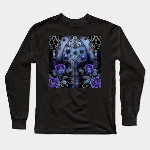 Gothic Rosey Pattern Long Sleeve T-Shirt by Enchanted Reverie